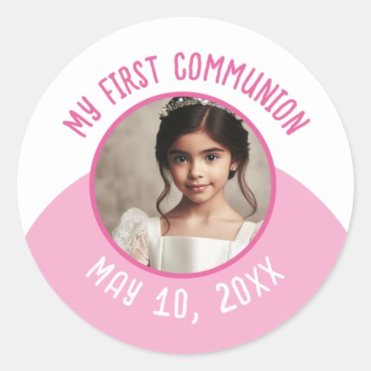 最初の友カスタム会の写真と日付 ラウンドシール (正面)