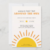 最初の太陽の周りを回る　１歳の誕生日 招待状 (正面)