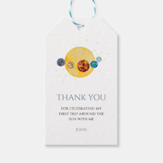 最初の太陽の旅のまわりに日あなた感謝していのラベル ギフトタグ