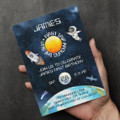 最初の太陽一周記念日 宇宙テーマ 1歳の誕生日 招待状