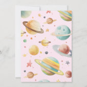 最初の太陽一周 女の子 宇宙 1歳の誕生日 招待状 (裏面)