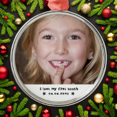 最初の失った歯のマイルストーン写真のキープサケ メタルオーナメント