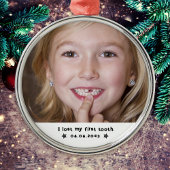 最初の失った歯のマイルストーン写真のキープサケ メタルオーナメント