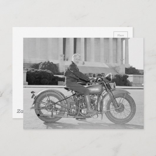 最初の女性はオートバイのライセンスを取得ワシントン ポストカード (正面/裏面)