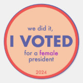 最初の女性I投票シールシート ラウンドシール (正面)
