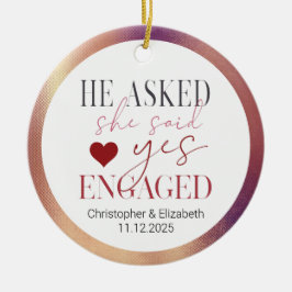 最初の婚約したバラ金ゴールド セラミックオーナメント