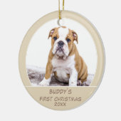 最初の子犬のクリスマスパーソナライズされたペットの写真 セラミックオーナメント (左)