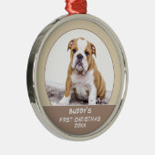 最初の子犬のクリスマスパーソナライズされたペットの写真 メタルオーナメント (右)