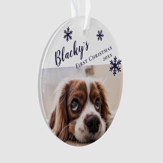 最初の子犬のクリスマス犬の名前と写真 オーナメント (正面)