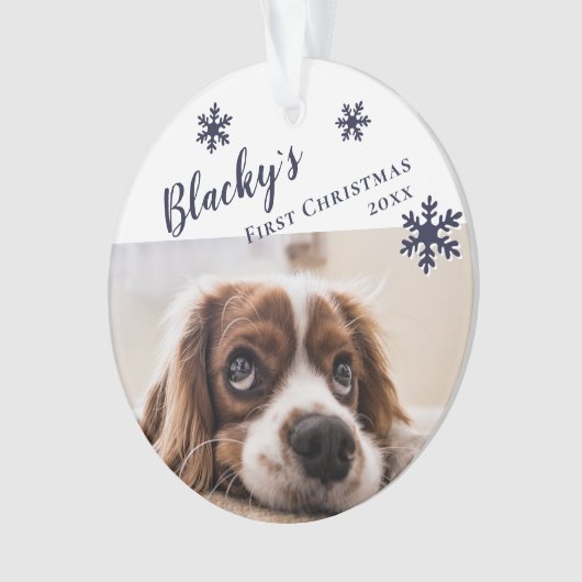 最初の子犬のクリスマス犬の名前と写真 オーナメント (正面)