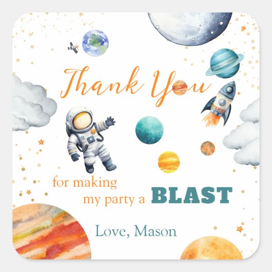 最初の宇宙遠征誕生日ありがとう スクエアシール (正面)