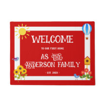 最初の家へようこそ タイポグラフィー ひまわり 赤 白