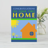 最初の家(図形)のモダンおめでとう 招待状 (スタンド正面)