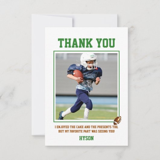 最初の年を下回る | サッカーの最初の誕生日パーティー サンキューカード (正面)