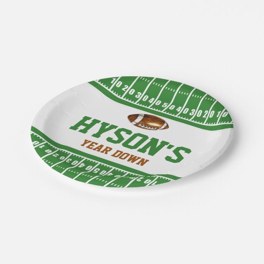 最初の年を下回る | サッカーの最初の誕生日パーティー ペーパープレート (アングル)