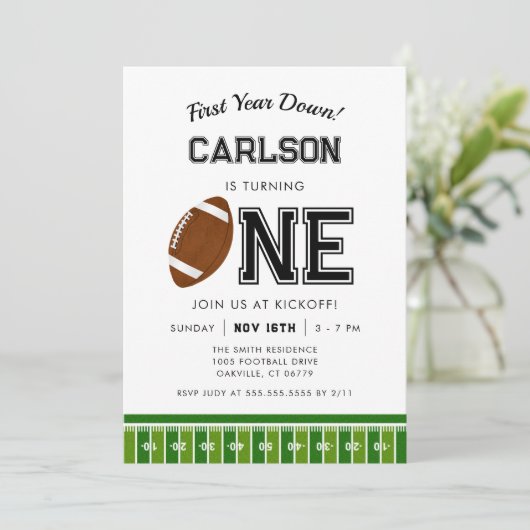 最初の年を下回る |サッカーボーイファースト誕生日 招待状 (スタンド正面)