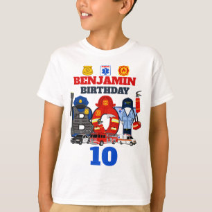 最初の応答者誕生日少年カスタム年齢 Tシャツ