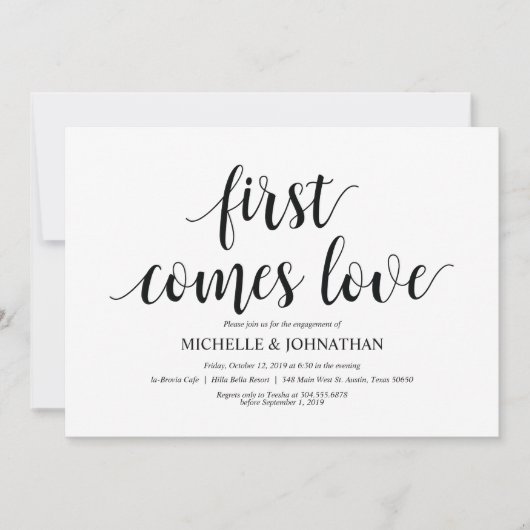 最初の愛来、婚約パーティ招待状 招待状 (正面)