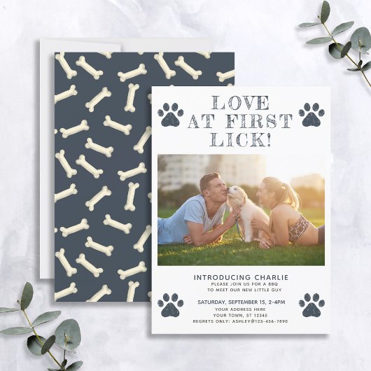 最初の愛Lick新しい子犬の写真の発表 招待状