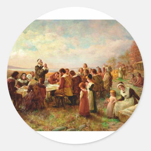 最初の感謝祭アットプリマスJennie Brownscombe ラウンドシール (正面)