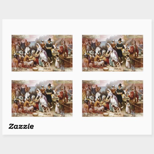 最初の感謝 長方形シール (シート)