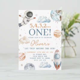 最初の旅のまわりにサンボーイ宇宙1st誕生日 招待状