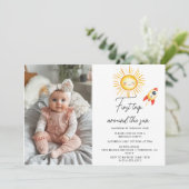 最初の旅のまわりに太陽のカスタム写真 招待状 (スタンド正面)