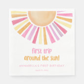 最初の旅のまわりに太陽の女の子の最初の誕生日 スタンダードランチョンナプキン (正面)