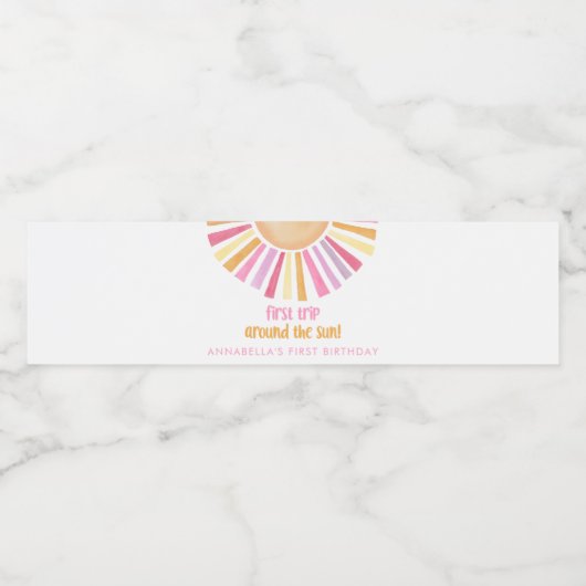最初の旅のまわりに太陽の女の子の最初の誕生日 ペットボトルラベル (シングルラベル)