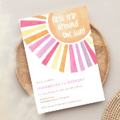 最初の旅のまわりに太陽の女の子の1番目の誕生日パーティー 招待状