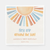 最初の旅のまわりに太陽の最初の誕生日パーティー スタンダードランチョンナプキン (正面)