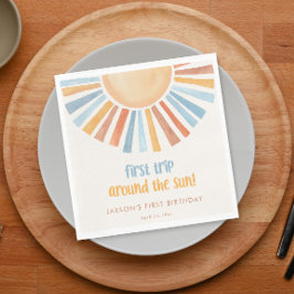最初の旅のまわりに太陽の最初の誕生日パーティー スタンダードランチョンナプキン