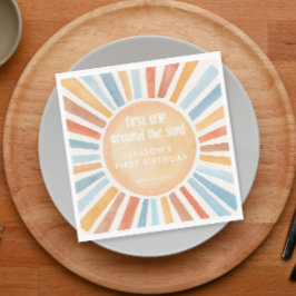 最初の旅のまわりに太陽の最初の誕生日パーティー スタンダードランチョンナプキン