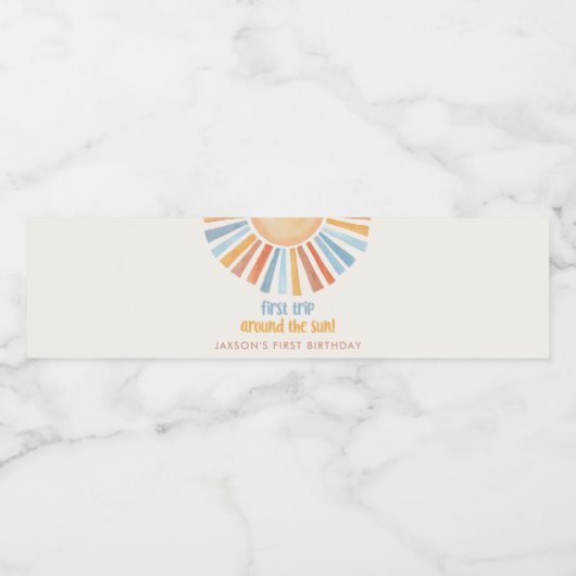 最初の旅のまわりに太陽の最初の誕生日パーティー ペットボトルラベル (シングルラベル)
