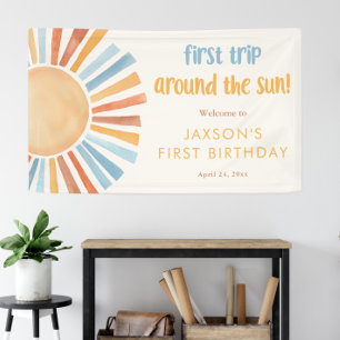 最初の旅のまわりに太陽の最初の誕生日パーティー 横断幕