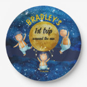 最初の旅のまわりに太陽の誕生日パーティープレート ペーパープレート (正面)