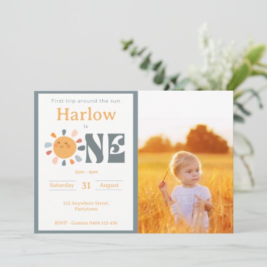 最初の旅のまわりに日の写真ニュートラル 招待状 (スタンド正面)