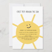 最初の旅のまわりに日の最初の誕生日パーティー招待 招待状 (正面)
