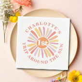 最初の旅のまわりに日の最初の誕生日パーティー紙 スタンダードカクテルナプキン