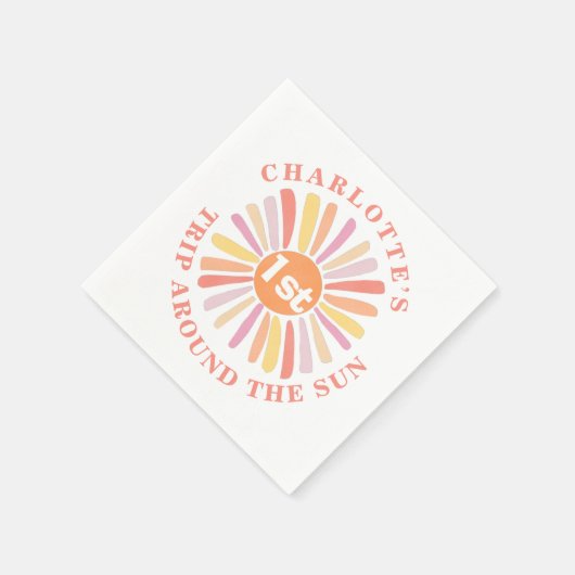 最初の旅のまわりに日の最初の誕生日パーティー紙 スタンダードカクテルナプキン (角)