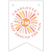 最初の旅のまわりに日の最初の誕生日パーティー紙 バンティングフラッグ (第1の旗)