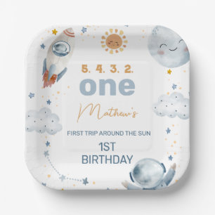 最初の旅のまわりに日の最初の誕生日パーティー紙 ペーパープレート