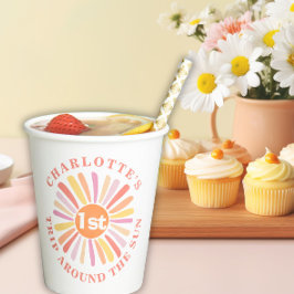 最初の旅のまわりに日の最初の誕生日パーティー紙 紙コップ
