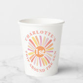 最初の旅のまわりに日の最初の誕生日パーティー紙 紙コップ (正面)