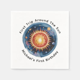 最初の旅のまわりに日の最初の誕生日パーティー スタンダードカクテルナプキン