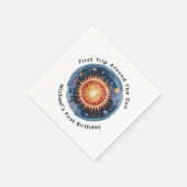 最初の旅のまわりに日の最初の誕生日パーティー スタンダードカクテルナプキン (角)