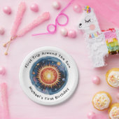 最初の旅のまわりに日の最初の誕生日パーティー ペーパープレート (パーティー)