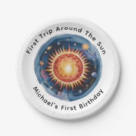 最初の旅のまわりに日の最初の誕生日パーティー ペーパープレート