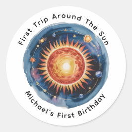 最初の旅のまわりに日の最初の誕生日パーティー ラウンドシール