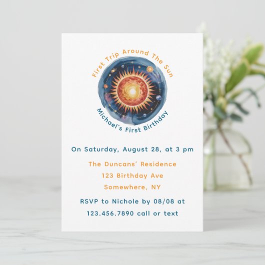 最初の旅のまわりに日の最初の誕生日パーティー 招待状 (スタンド正面)